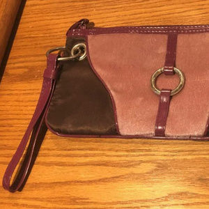 Brown w/Purple Velvet Clutch/Cosmetic/Pencil Case